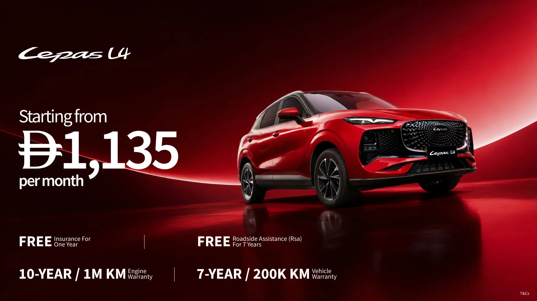 Red Lepas L4 on a red stage. Starting from AED 1,135 per month.